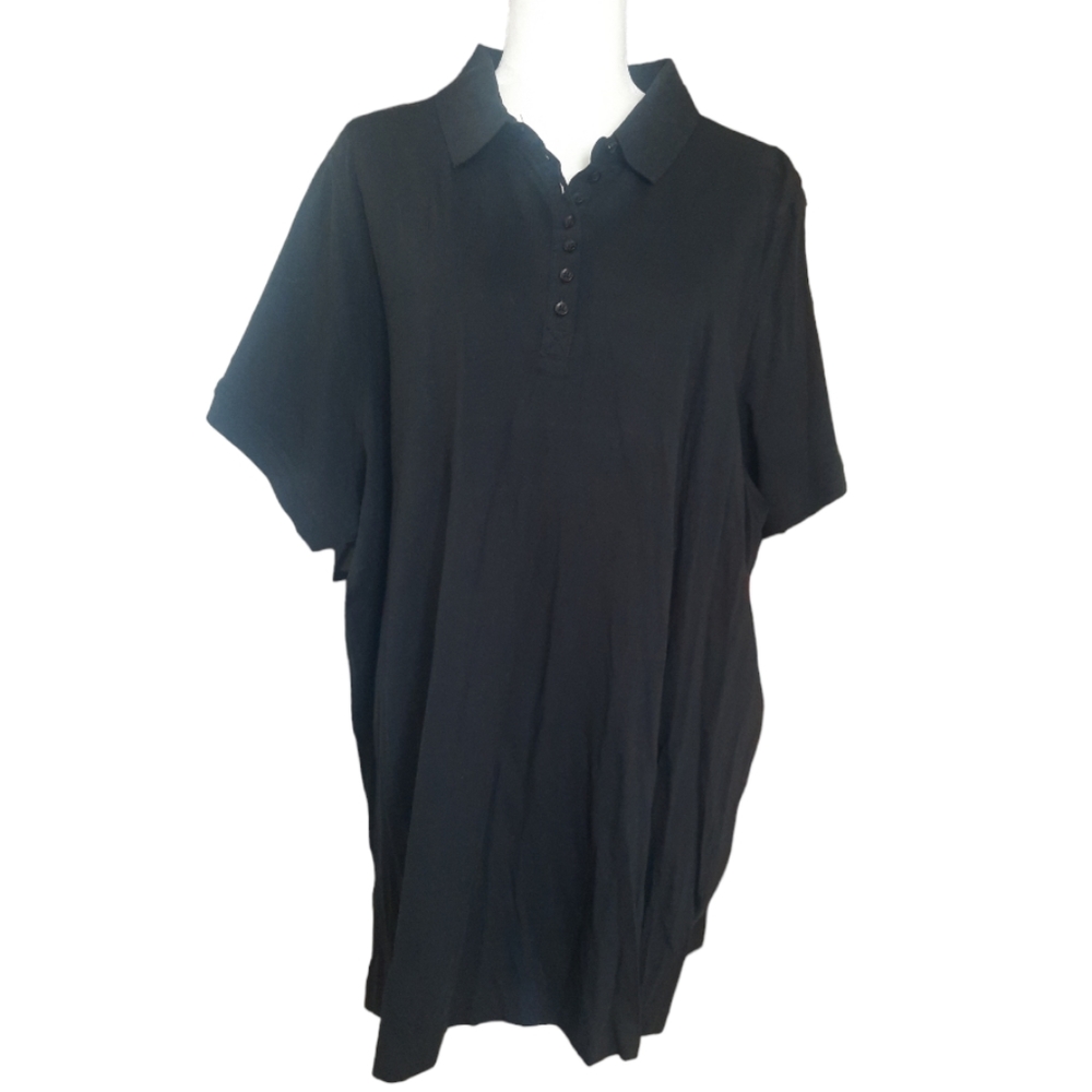 Woman Within black quarter button up polo short sleeve t-shirt size 3x